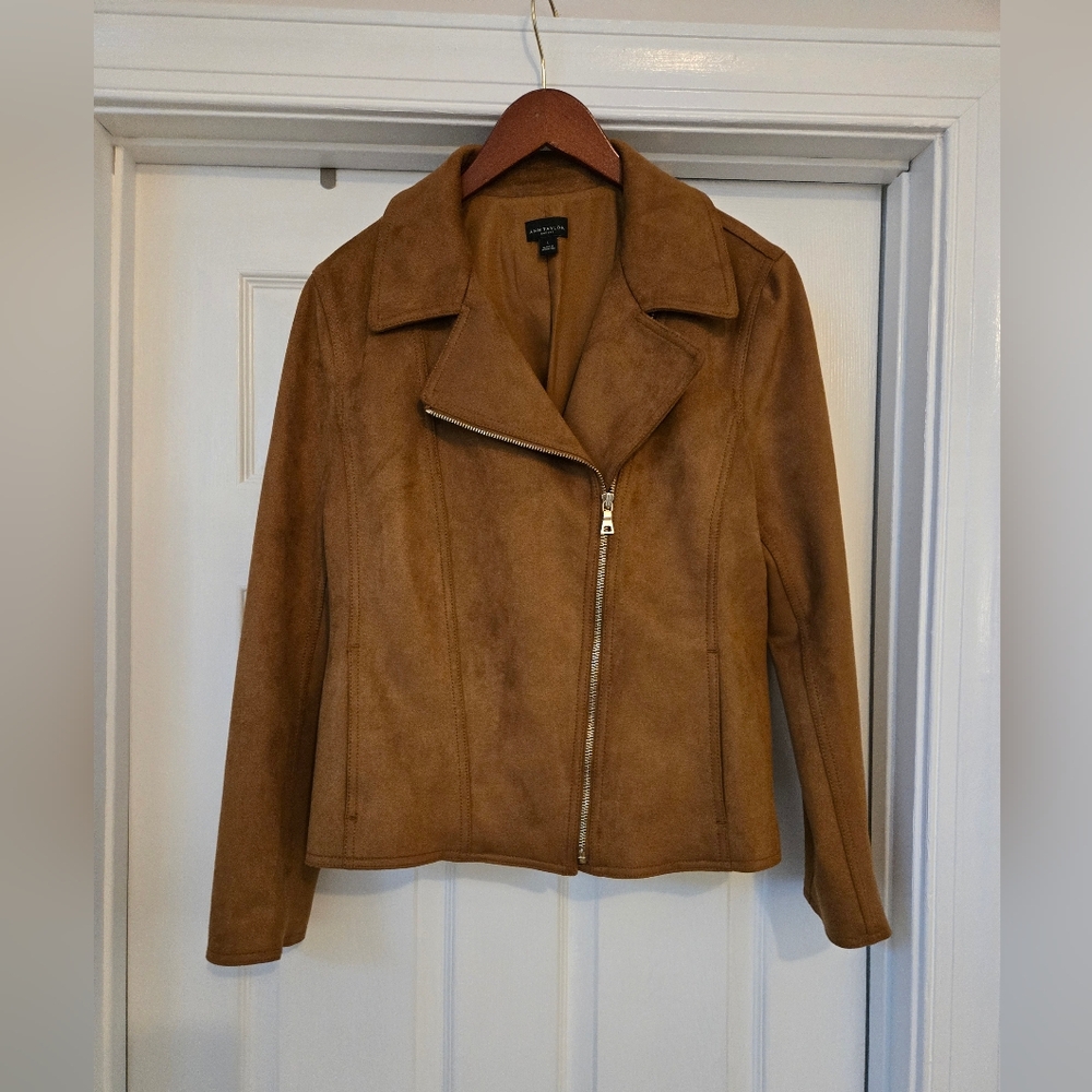 Ann Taylor Faux Suede Moto Jacket Size L